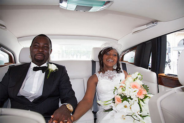 Married couple in a limo